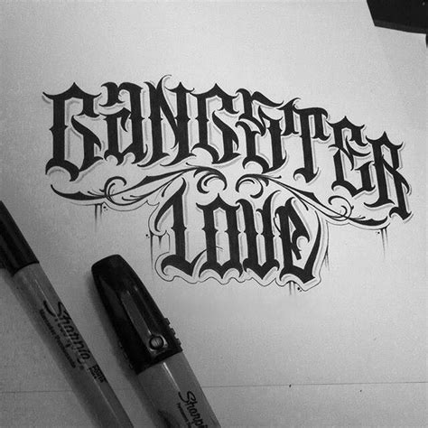 Gangster Love Tattoo Lettering Fonts Typography Tattoo Tattoo Lettering