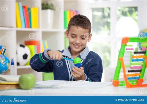 Little Schoolboy Sharp Pencil Stock Image Image Of Calm Child 44003643