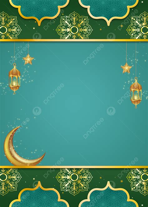 Background Perbatasan Bintang Bulan Lentera Ramadan Islam Hijau Islam