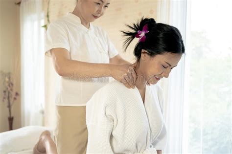 Young Woman During Spa Salon Body Massage Hands Treatment Stock Image