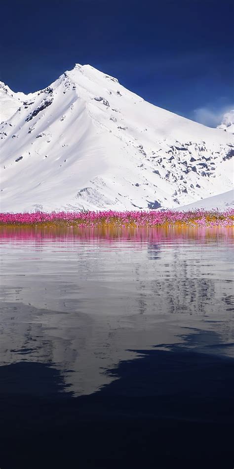 Download Wallpaper 1080x2160 Mountains Winter Landscape Lake