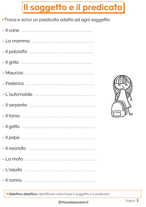 Esercizi e schede d'italiano per i bambini della classe terza della scuola primaria. Il Soggetto e il Predicato: Schede Didattiche per la ...