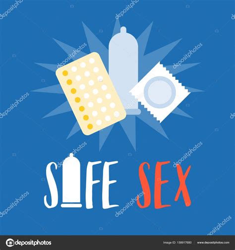 Safe Sex Typographic Poster With Condom Birth Control