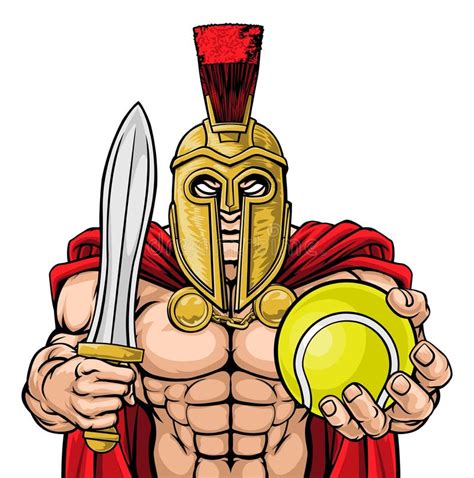 Spartan Trojan Tennis Sports Mascot Ilustração Do Vetor Ilustração De