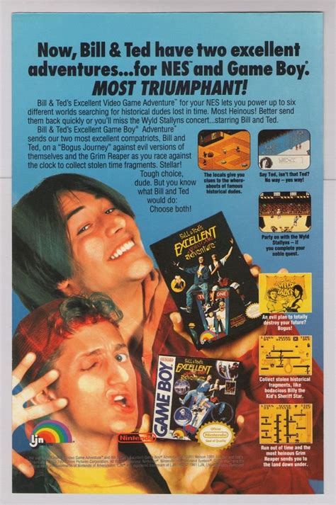 Bill And Ted Video Game 90s Print Ad Keanu Reeves Nintendo Advertisement