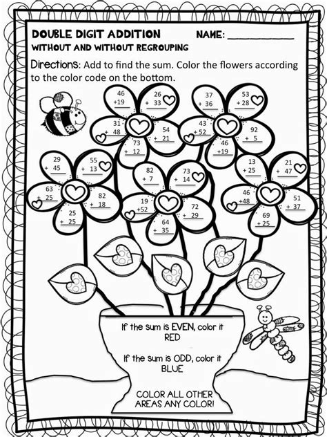 Addition 2 Digit Numbers Coloring Worksheets