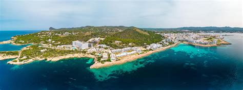 Cala Gracio And Calo El Moro Beach On Ibiza Island Spain Stock Photo Image Of Aerial Antoni