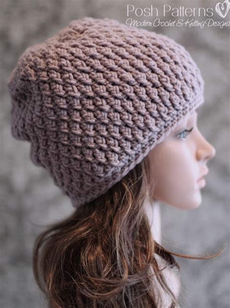 Slouchy Hat Crochet Pattern Faux Cable Beanie