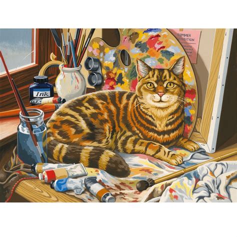 Take your time and paint within the numbered fields on the canvas. The Artist's Cat Large Paint by Numbers* - CraftyArts.co.uk