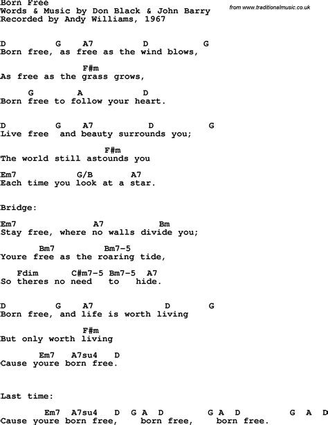 Check out the lyrics to 'mood swings' song by pop smoke, from the latest album called 'shoot. Song lyrics with guitar chords for Born Free - Andy Williams, 1967
