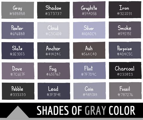 tonos de color gris con nombres hex RGB CMYK Códigos Blog