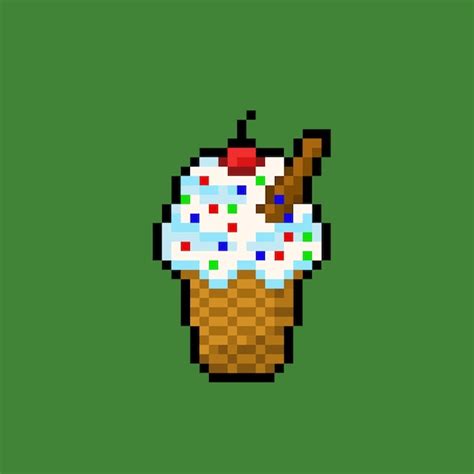 Premium Vector Ice Cream With Vanilla Flavor In Pixel Art Style