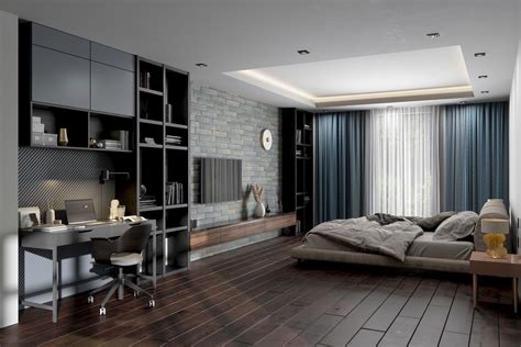 Bedroom With Dark Wooden Floor Floor Roma