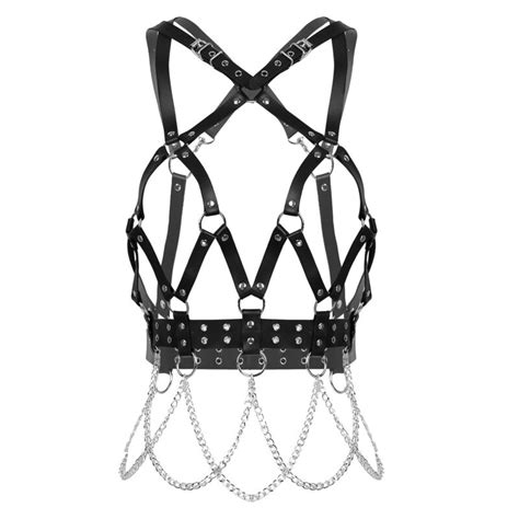 Sexy Women Goth Lingerie Leather Harness Cupless Cage Bra Strappy Body Bustiers Ebay