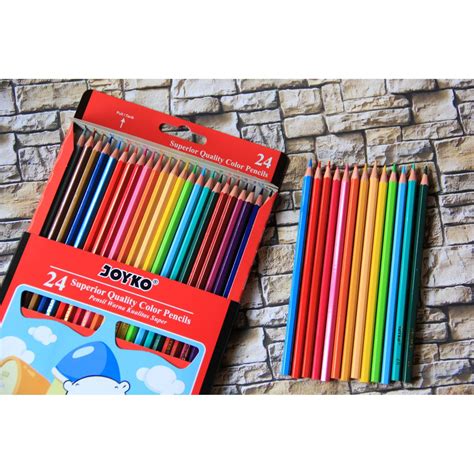 Pensil Warna Joyko Panjang Isi 24 Color Pencils 03mm Cp 24pb Murah