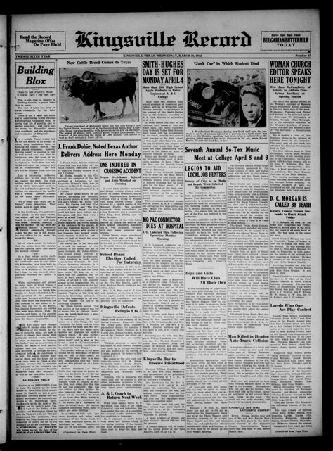 Kingsville Record (Kingsville, Tex.), Vol. 26, No. 33, Ed. 1 Wednesday