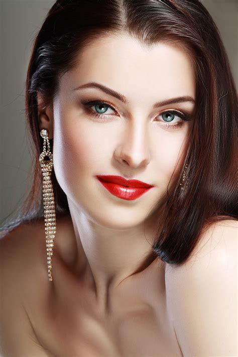 Face Woman Close Up Portrait Red Lips Perfect Make Up Beauty Style Beauty Face Beautiful Eyes