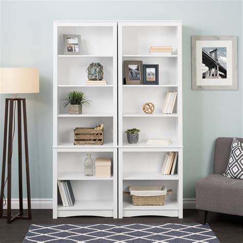Prepac Tall 6 Shelf Bookcase In White Cymax Business