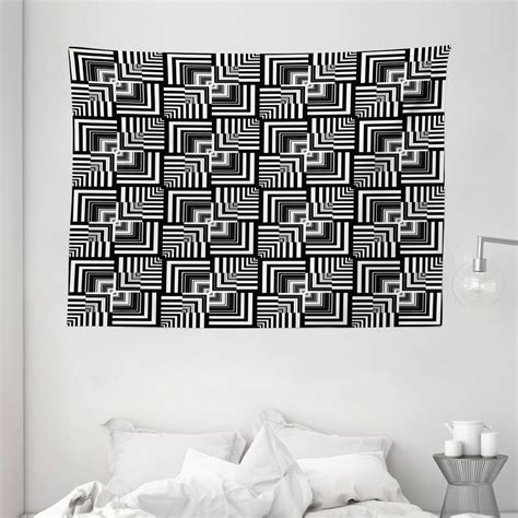 Black And White Tapestry Geometric Op Art Pattern Unusual Checked