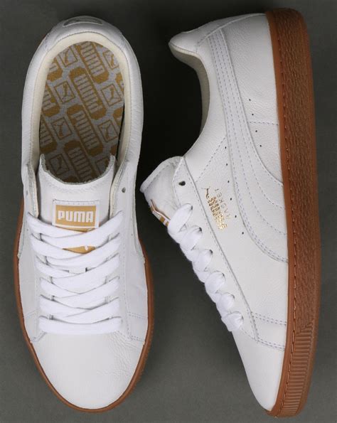 Fresh details include its synthetic leather upper, modern color palette, and gold puma brand details. Puma Basket Classic Trainer White,Gold,leather,gum,shoes,mens