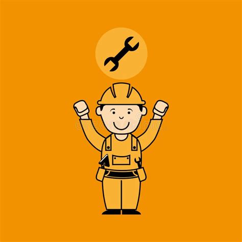 Avatar Man Construction Worker With Wrench Tool Icon Stock Illustration
