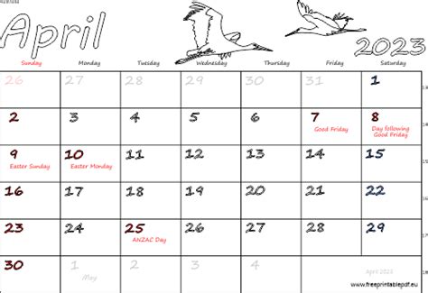 April 2023 Australia Calendar Free Printable Pdf