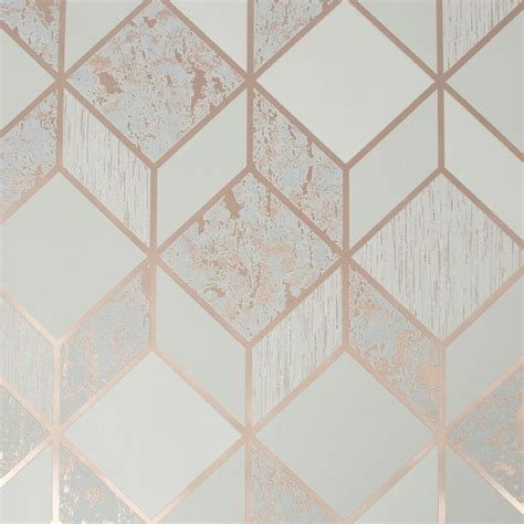 Vittorio Grey And Rose Gold Geometric Wallpaper Grey Wallpaper