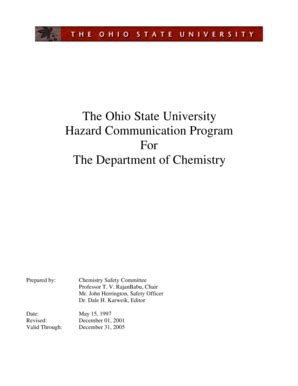 Fillable Online Chemistry Osu The Ohio State University Hazard