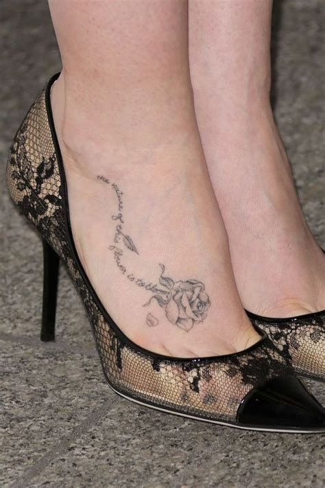 Creative Wording Rose Foot Tattoo For Girls | Foot tattoos, Tiny