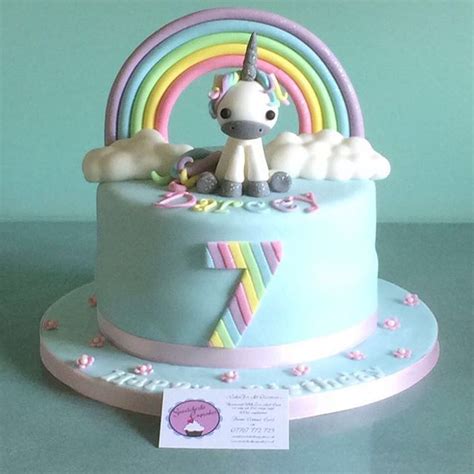 Happy 7th Birthday Darcey Cute Unicorn Cake Sweetcheekscupcakesessex