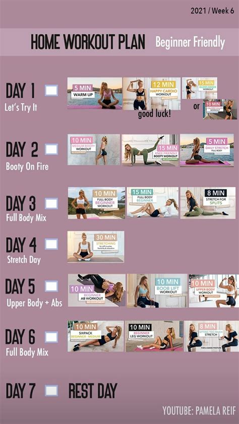 Pamela Reif Week 6 In 2021 Workout Plan For Beginners At Home