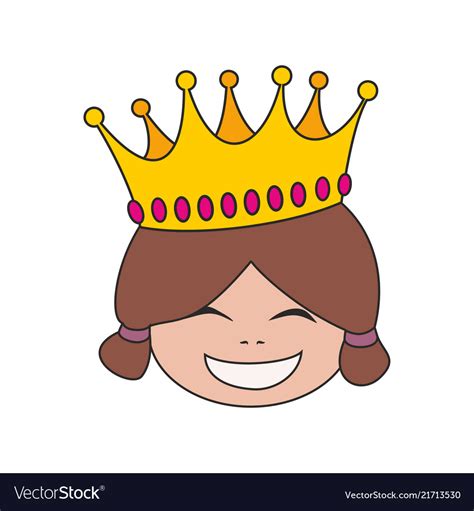 Happy Little Princess Head In Crown Isolated Vector Image