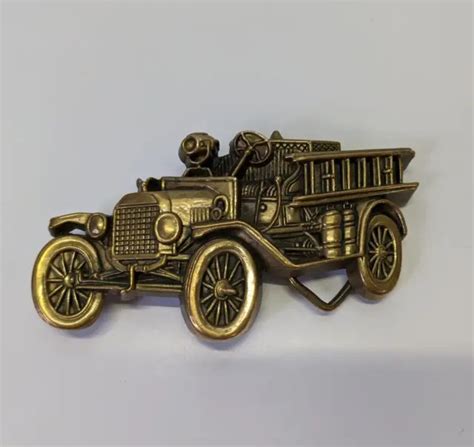 vintage 1979 solid brass baron buckle of 1930s fire truck 6 99 picclick