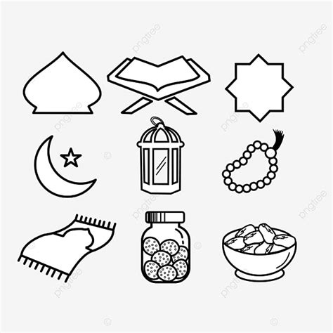 Ramadan Kareem Elements Icon Set Ramadan Drawing Ramadan Sketch