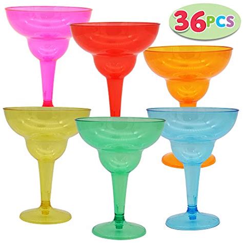 joyin 36 packs plastic margarita glasses cups 12 oz disposable cinco de mayo fiesta party