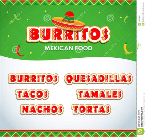 Menu Elements For Mexican Restaurant Mexican Food Flyer Brochure
