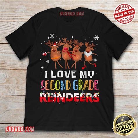 I Love My Second Grade Reindeers Tee Shirt