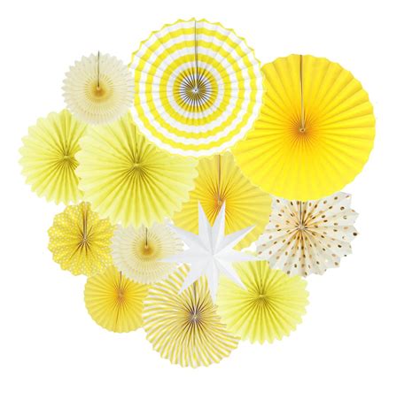 HUGE 13pc Party Decorations Yellow Fans Baby Shower Birthday | Etsy