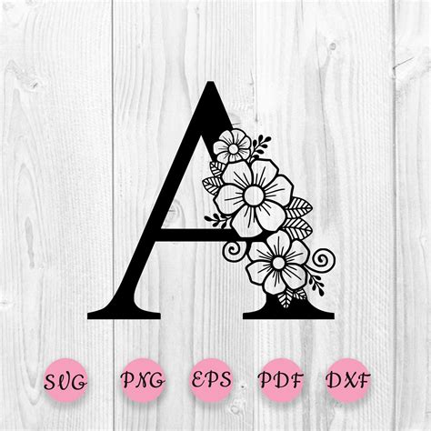 Flower Letter Svg Botanical Letter Svg One Letter A Svg Floral