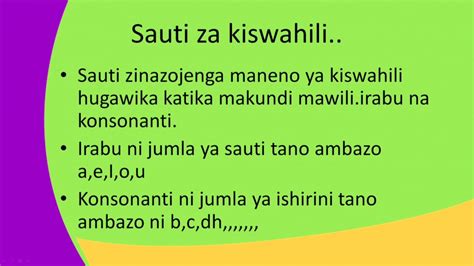 Form1 Kiswahili Lesson5 Sauti Za Kiswahili Youtube