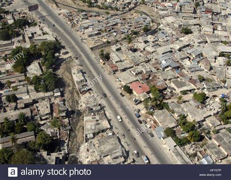 Earthquake Damaged Buildings Port Au Prince Haiti High Resolution Stock