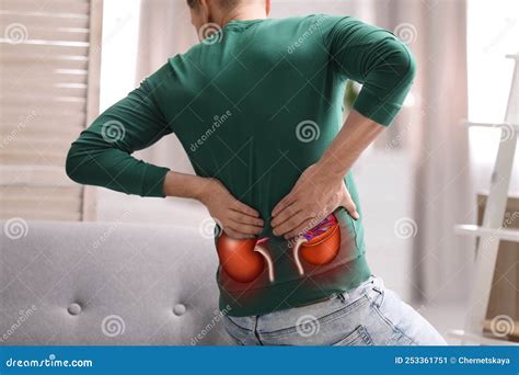 Man Suffering From Kidney Pain At Home Closeup Stock Image Image Of
