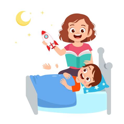 Best Mother Telling Bedtime Story At Night Illustrations Royalty Free