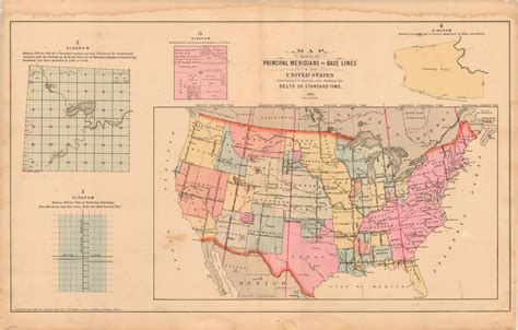 Map Showing The Principal Meridians And Base Lines In The United States