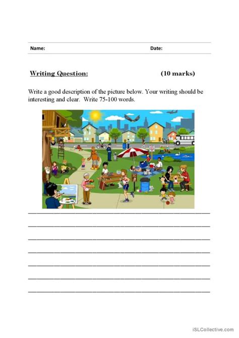 Writing Describing A Place Creati English Esl Worksheets Pdf And Doc