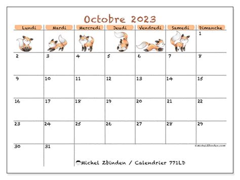 Calendrier octobre 2023 à imprimer 441LD Michel Zbinden CA Hot Sex