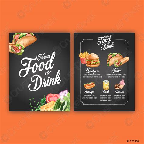 Fast Food Restaurant Menu Design Frame Border Background Menu List