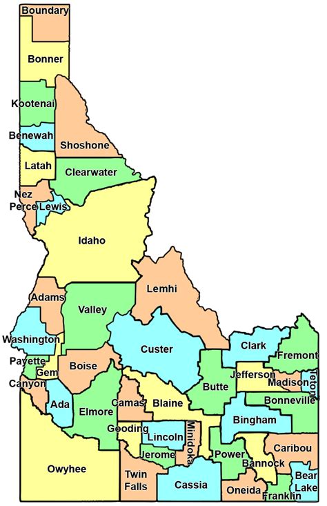 Idaho Counties Map With Cities