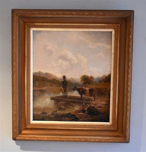 Victorian Oil Painting Of A Farmer Waiting For A Ferry 519824