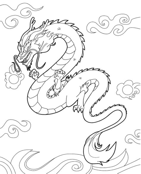 Friendly Chinese Dragons Coloring Pages